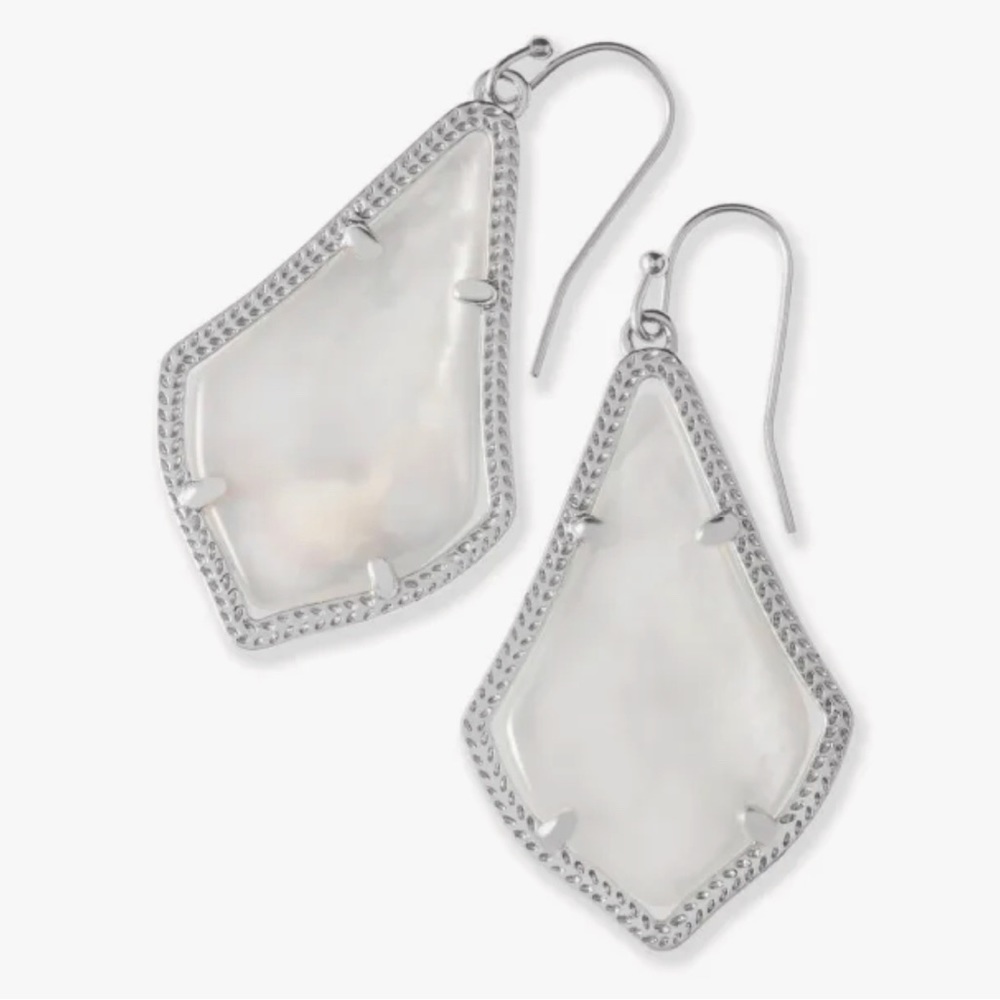 Kendra Scott Alex Silver Drop Earrings in Ivory Pearl